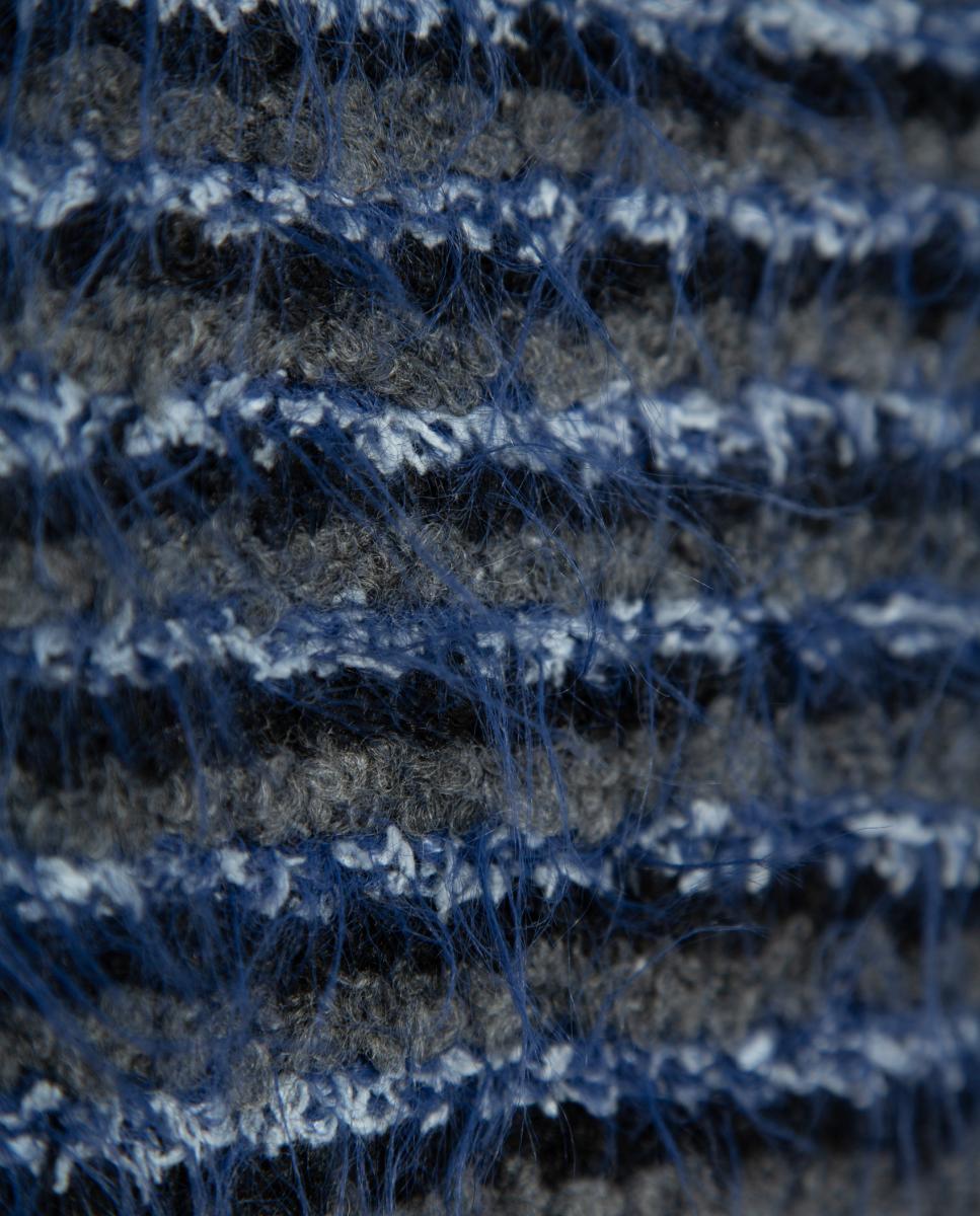 Camisola de Malha com Decote Redondo Azul-5