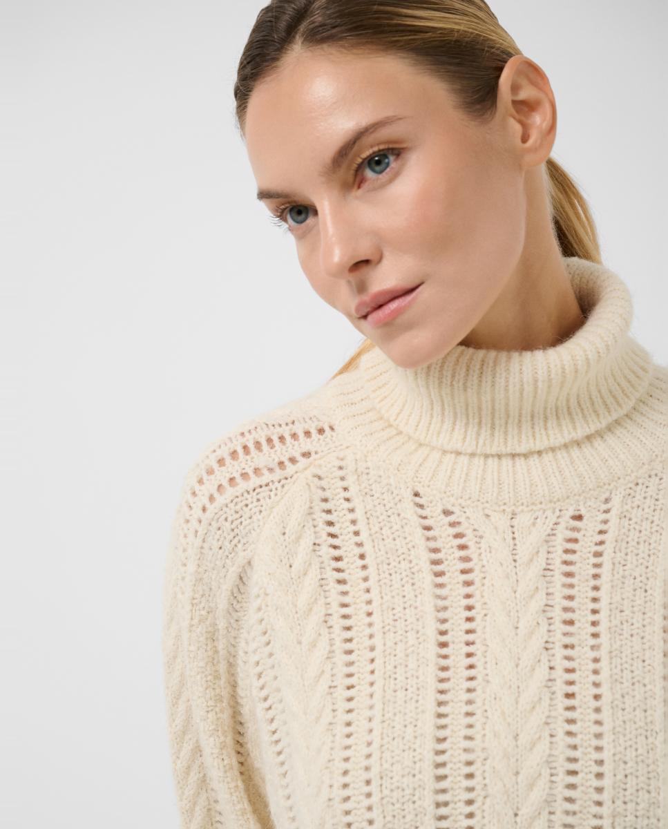 Imagen 2 de Jersey de mujer oversize cuello vuelto punto grueso - Roberto Verino - Crudo Crudo