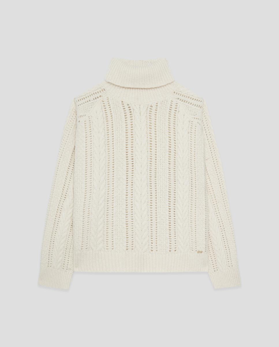 Imagen 4 de Jersey de mujer oversize cuello vuelto punto grueso - Roberto Verino - Crudo Crudo