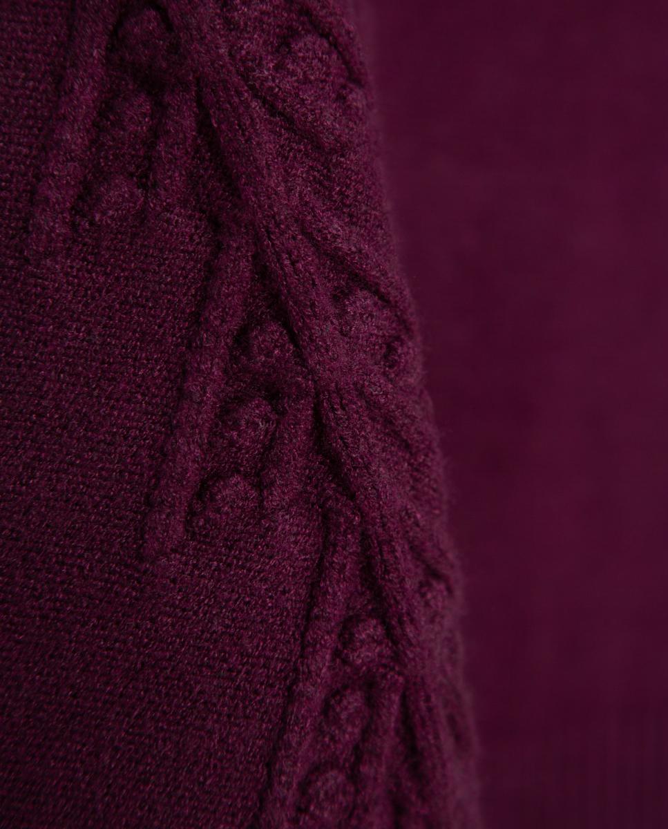 Camisola de Malha de Manga 3/4 com Fantasia de Crochet Roxo-5