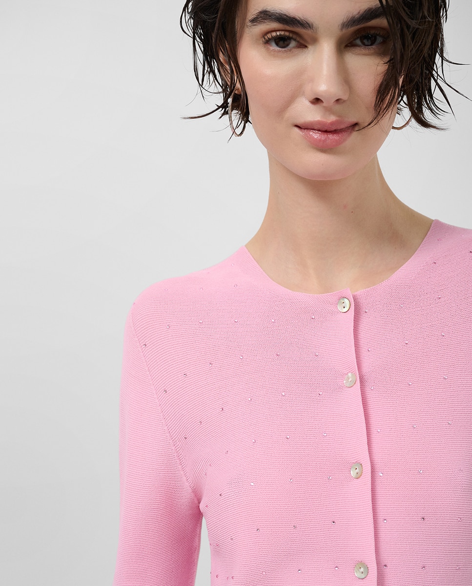 Casaco Curto de Malha com Apliques Rosa-claro-2