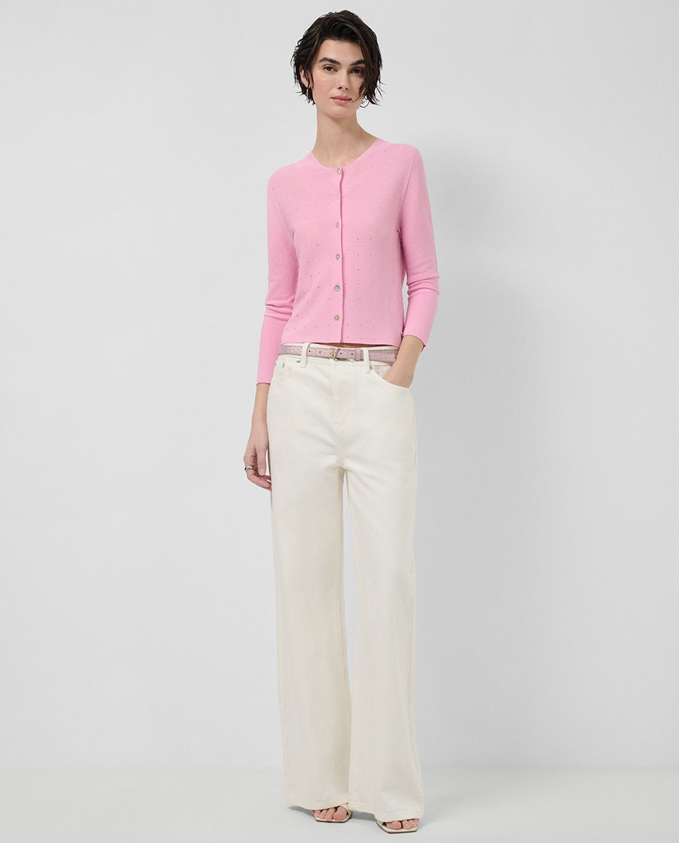 Casaco Curto de Malha com Apliques Rosa-claro-6