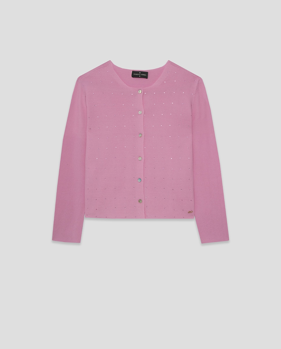 Casaco Curto de Malha com Apliques Rosa-claro-5