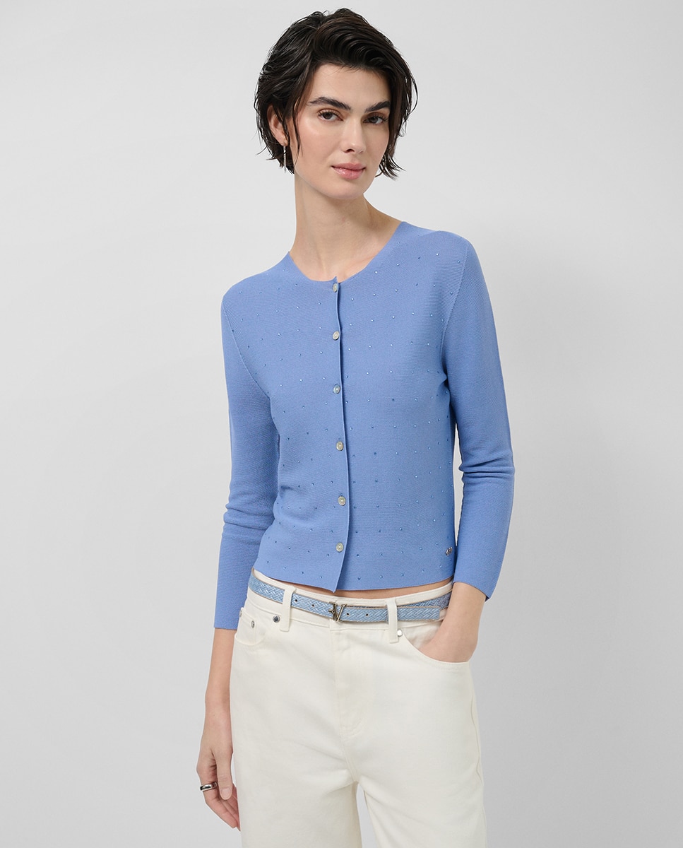 Imagem 0 de Casaco Curto de Malha com Apliques