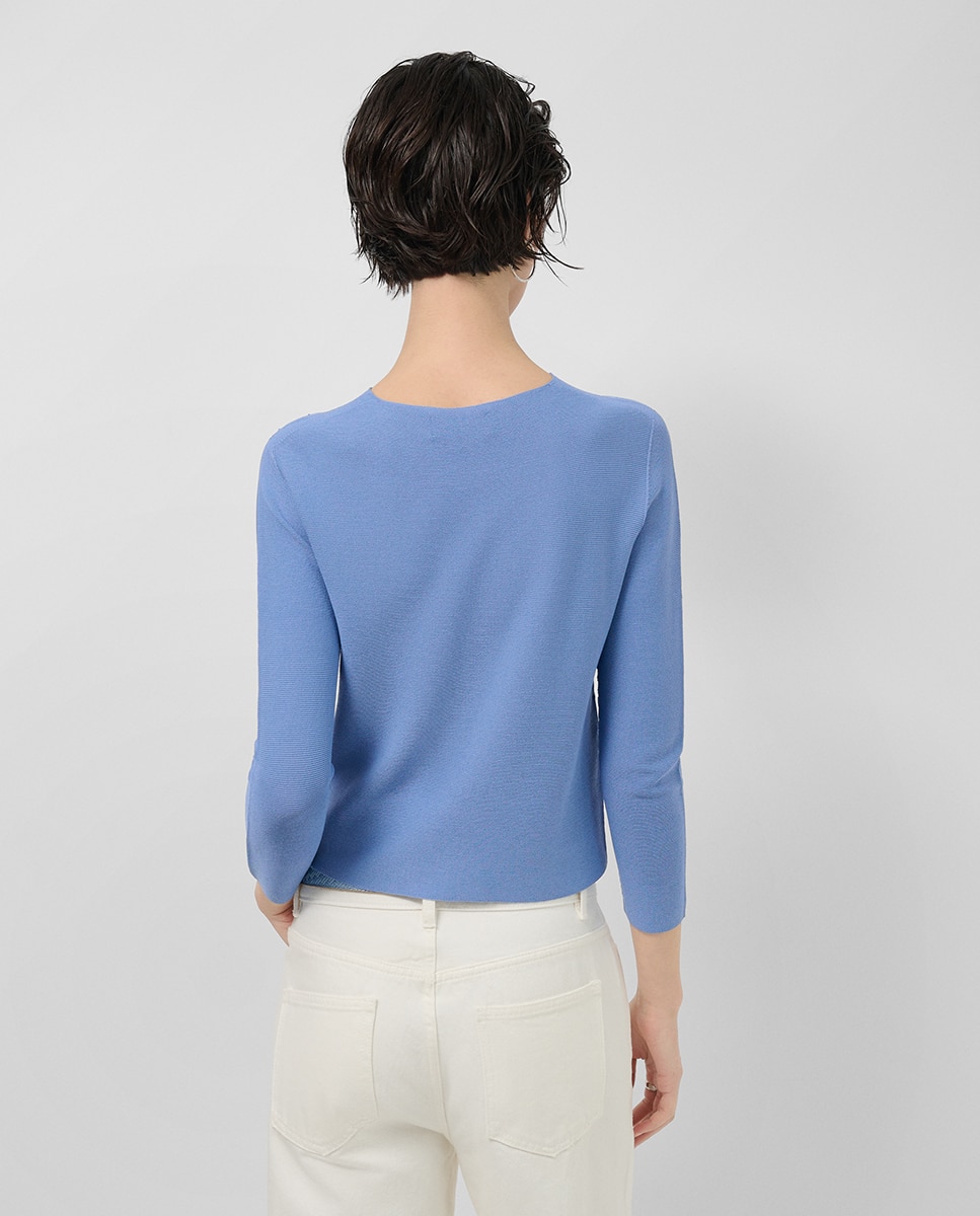 Casaco Curto de Malha com Apliques Azul-3