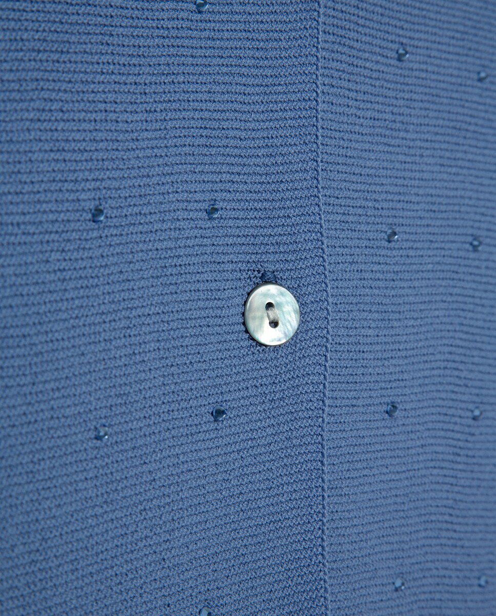 Casaco Curto de Malha com Apliques Azul-4