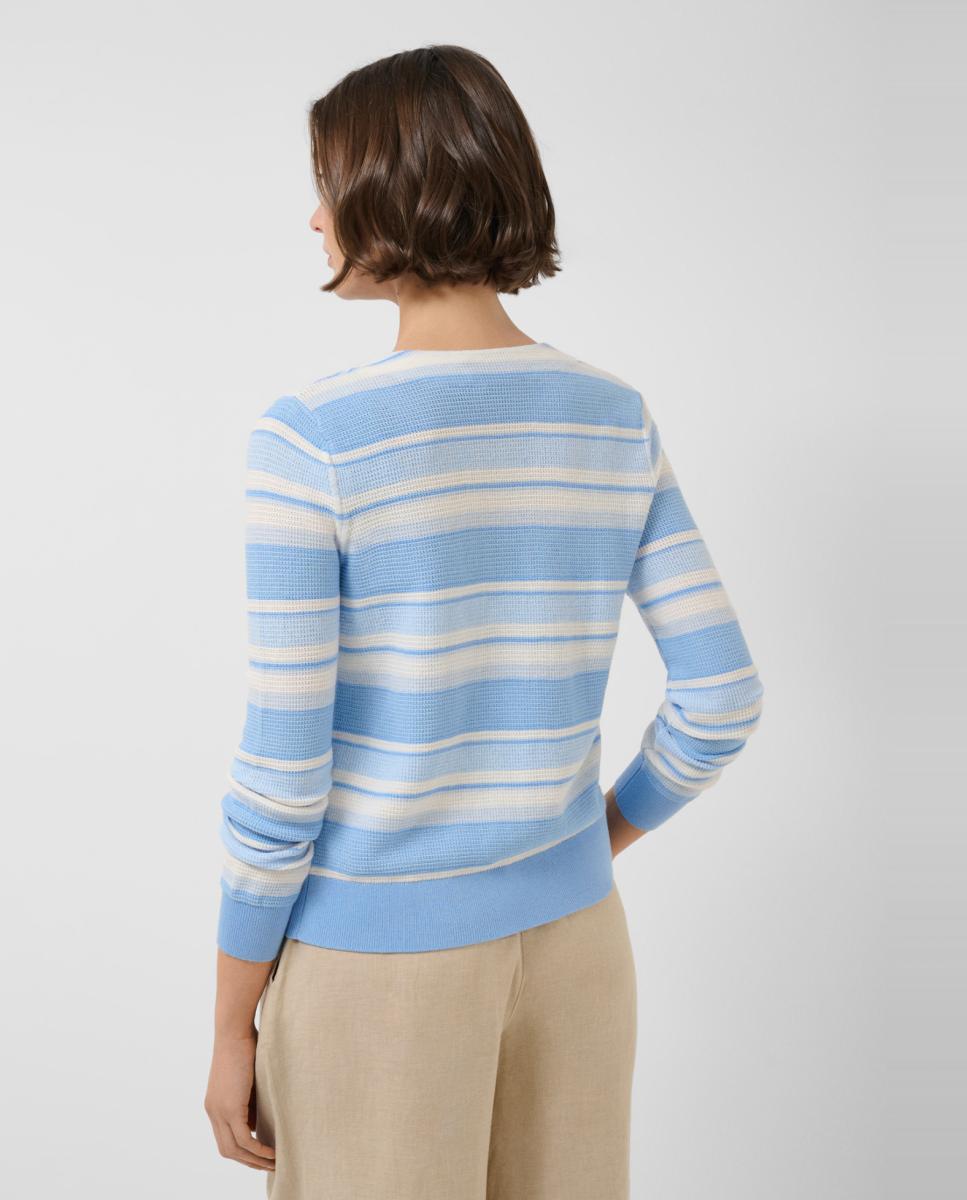 Cardigan de Malha às Riscas Horizontais Azul-índigo-3