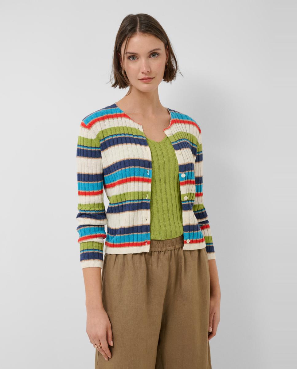 Imagem 0 de Cardigan de Malha às Riscas Horizontais