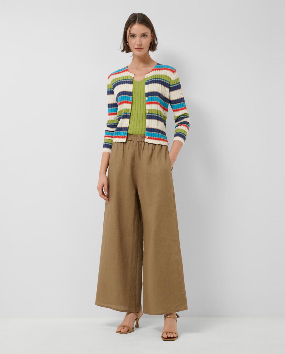 Cardigan de Malha às Riscas Horizontais Azul-índigo-6