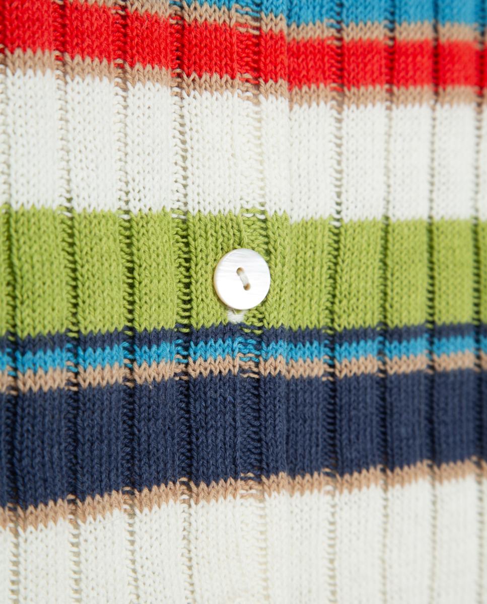 Cardigan de Malha às Riscas Horizontais Azul-índigo-5