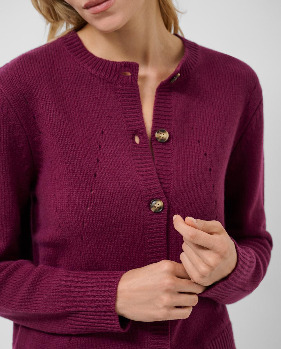 Chaqueta de mujer lana con dibujos calados - Roberto Verino - Burdeos Burdeos-2