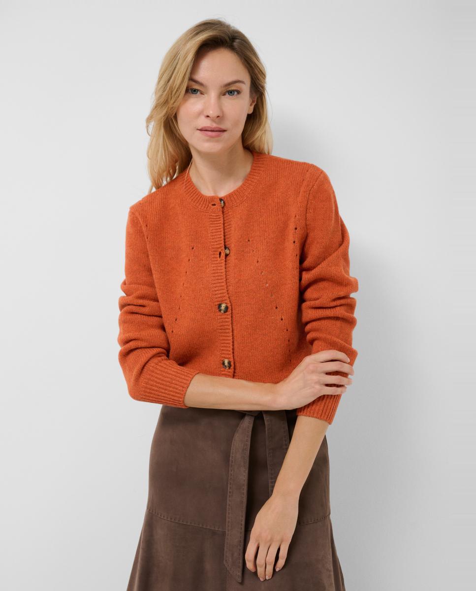 Imagen 0 de Chaqueta de mujer lana con dibujos calados Naranja