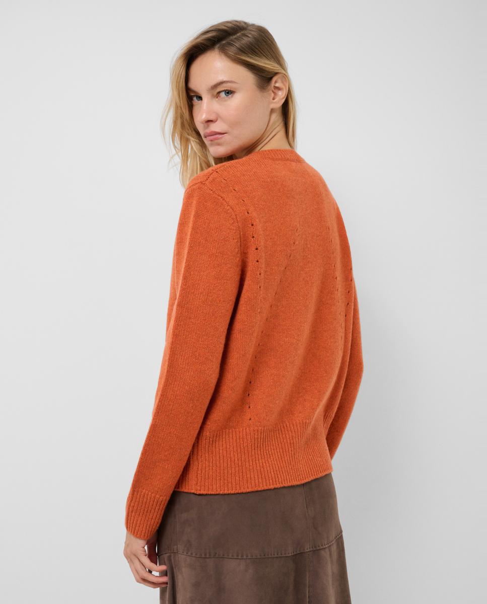 Chaqueta de mujer lana con dibujos calados - Roberto Verino - Naranja Naranja-3