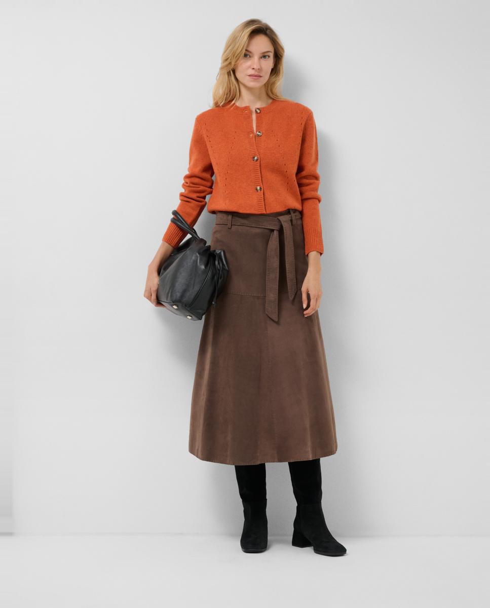 Chaqueta de mujer lana con dibujos calados - Roberto Verino - Naranja Naranja-6