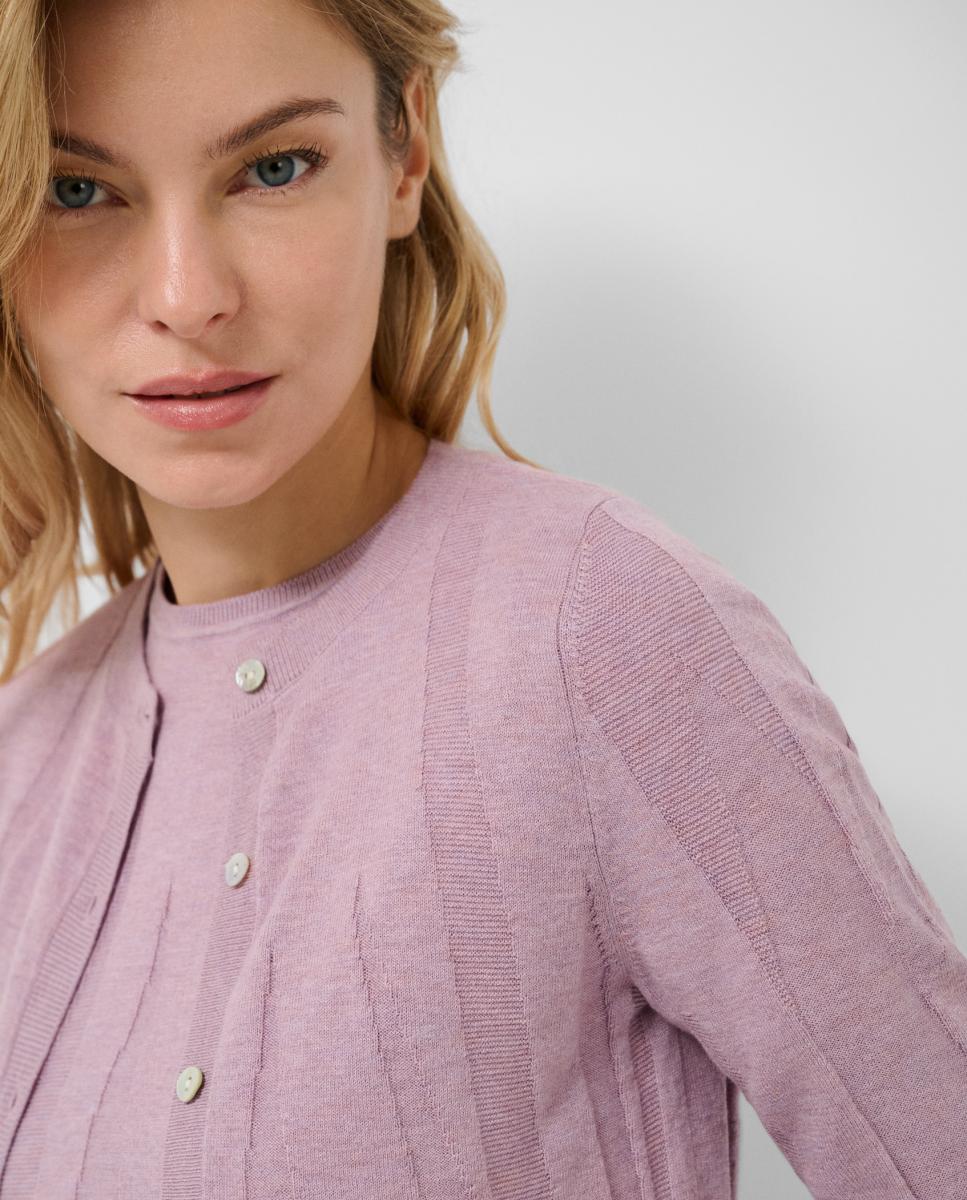 Cardigan Curto de Malha Fina Lilás-2