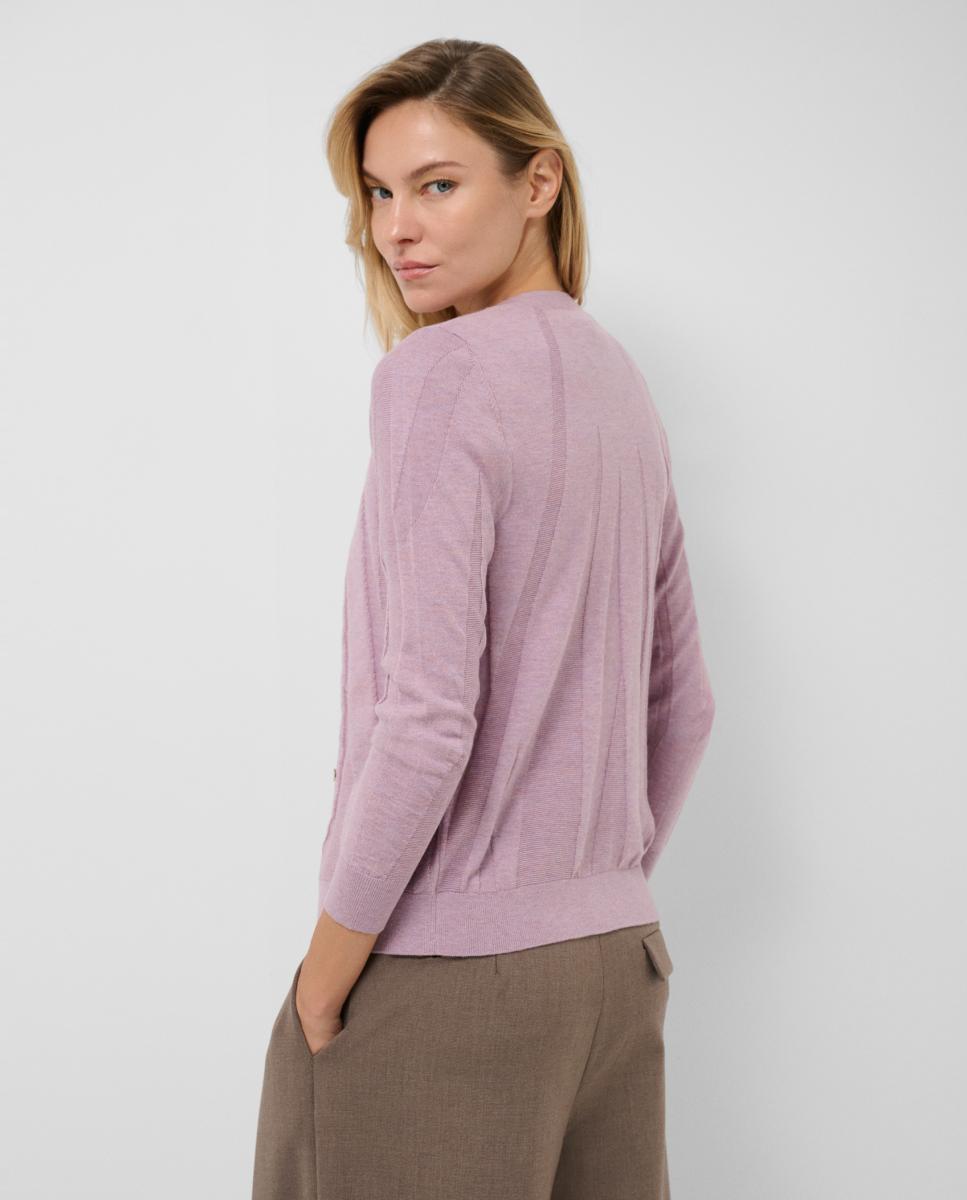 Cardigan Curto de Malha Fina Lilás-3