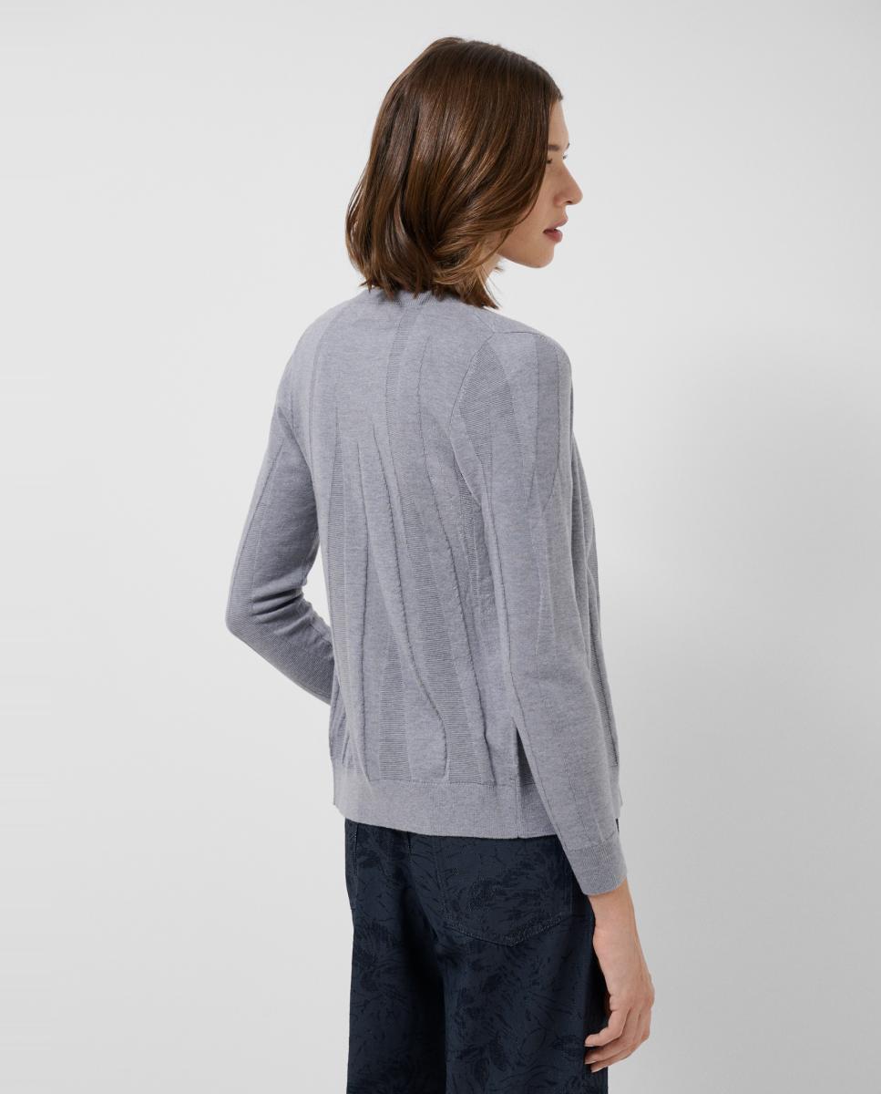 Cardigan Curto de Malha Fina Prata-2