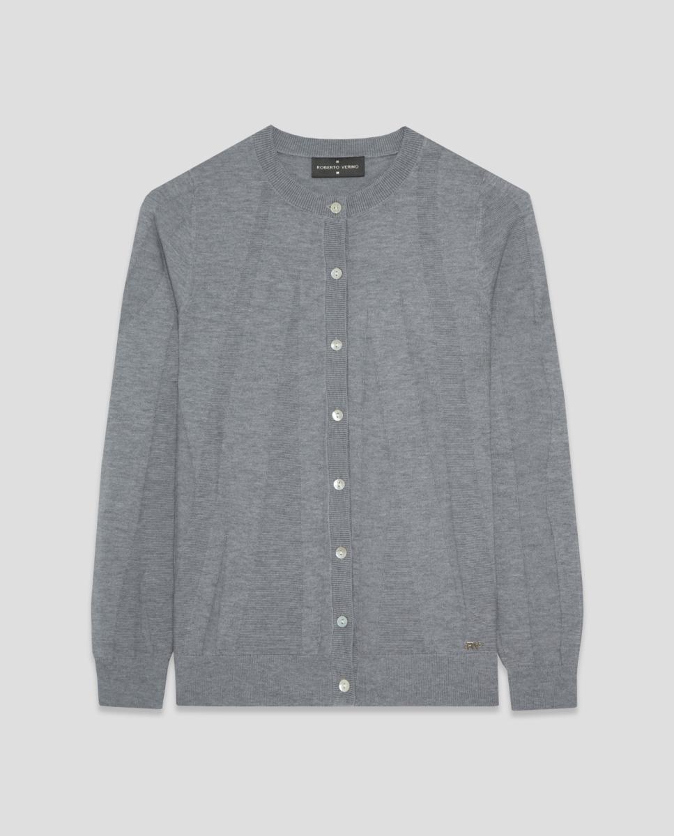Cardigan Curto de Malha Fina Prata-4
