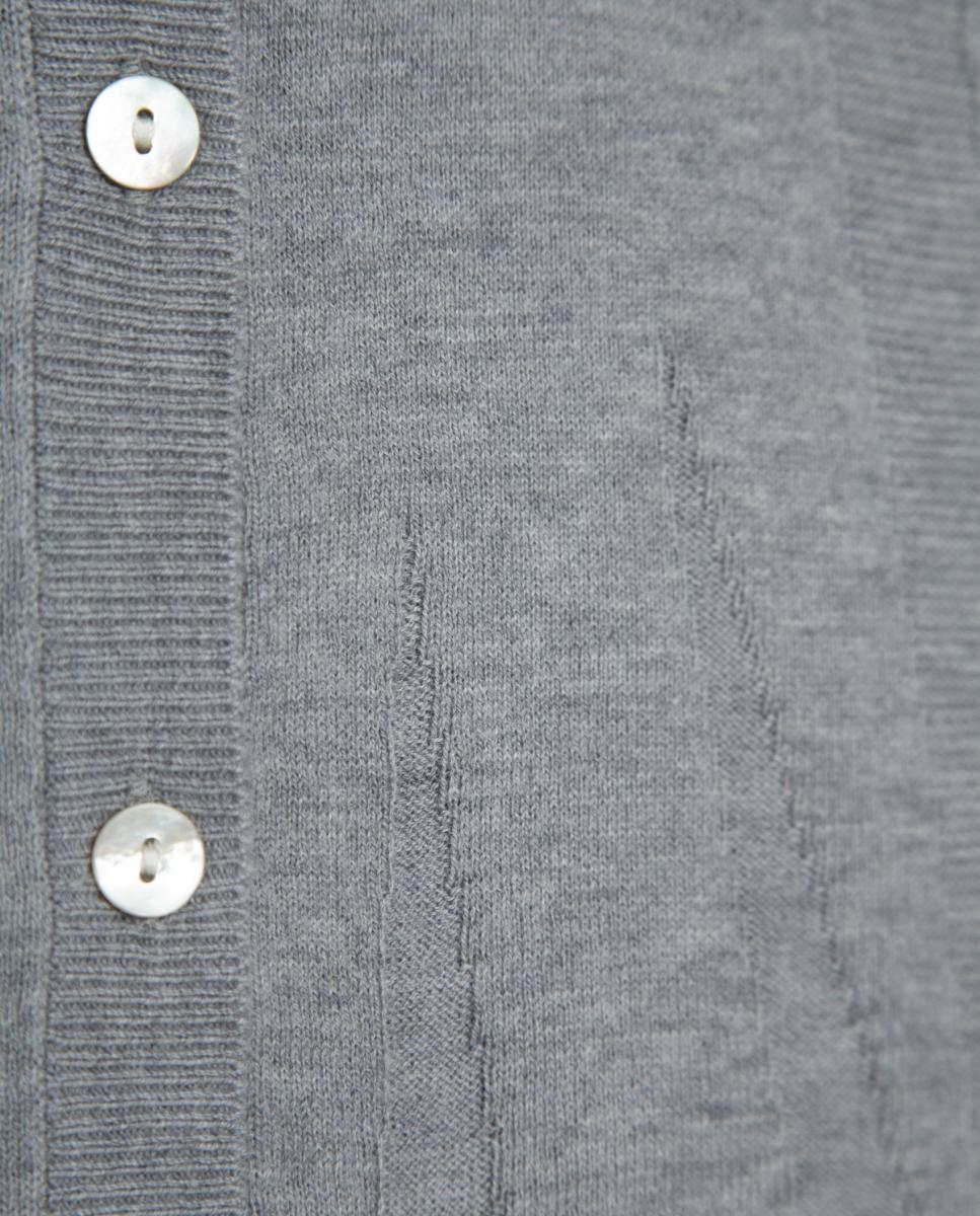 Cardigan Curto de Malha Fina Prata-5