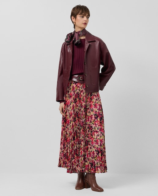 Imagen 0 de Falda midi plisada crepe georgette estampado floral