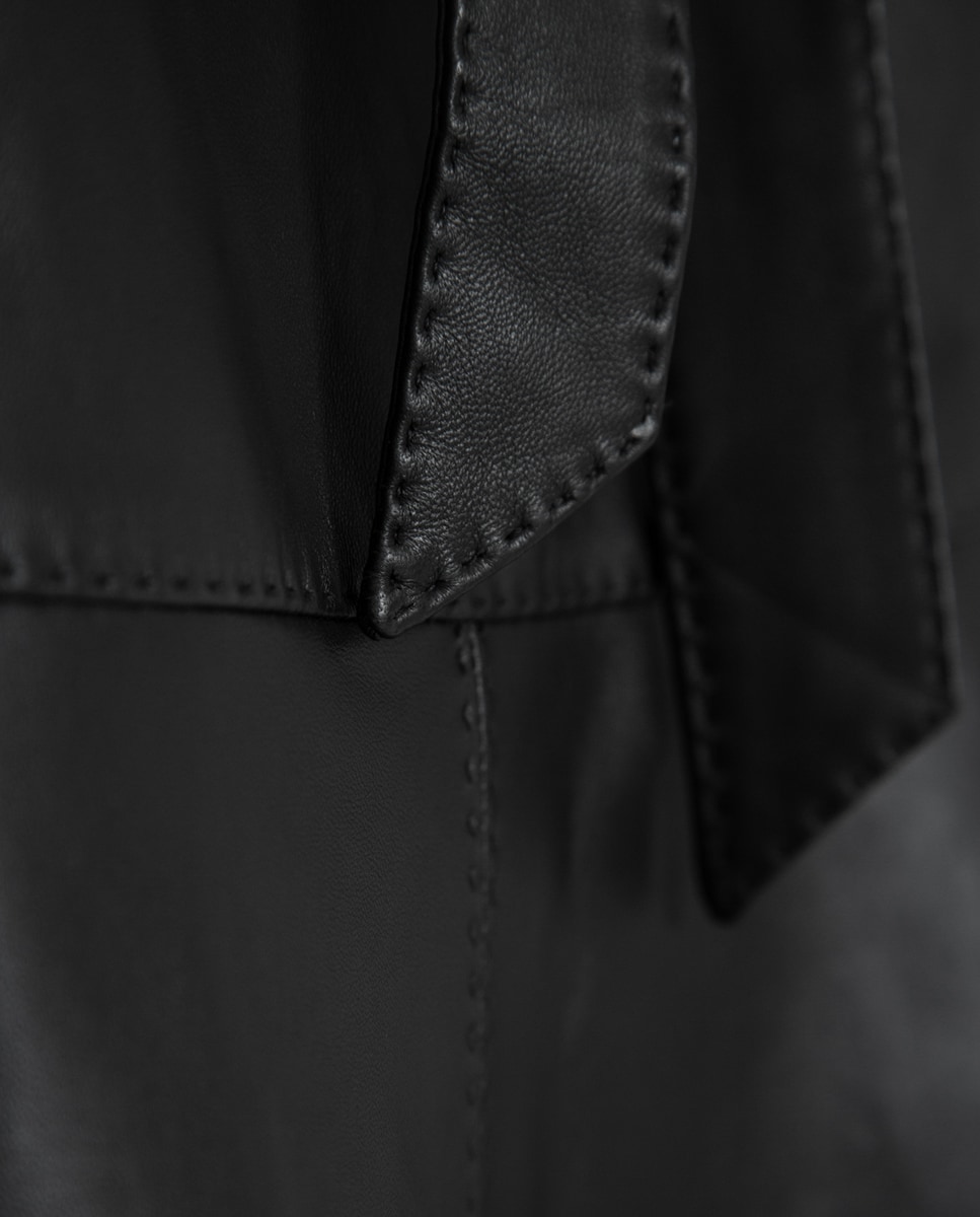 Saia Midi Evasé de Napa com Cinto Preto-6