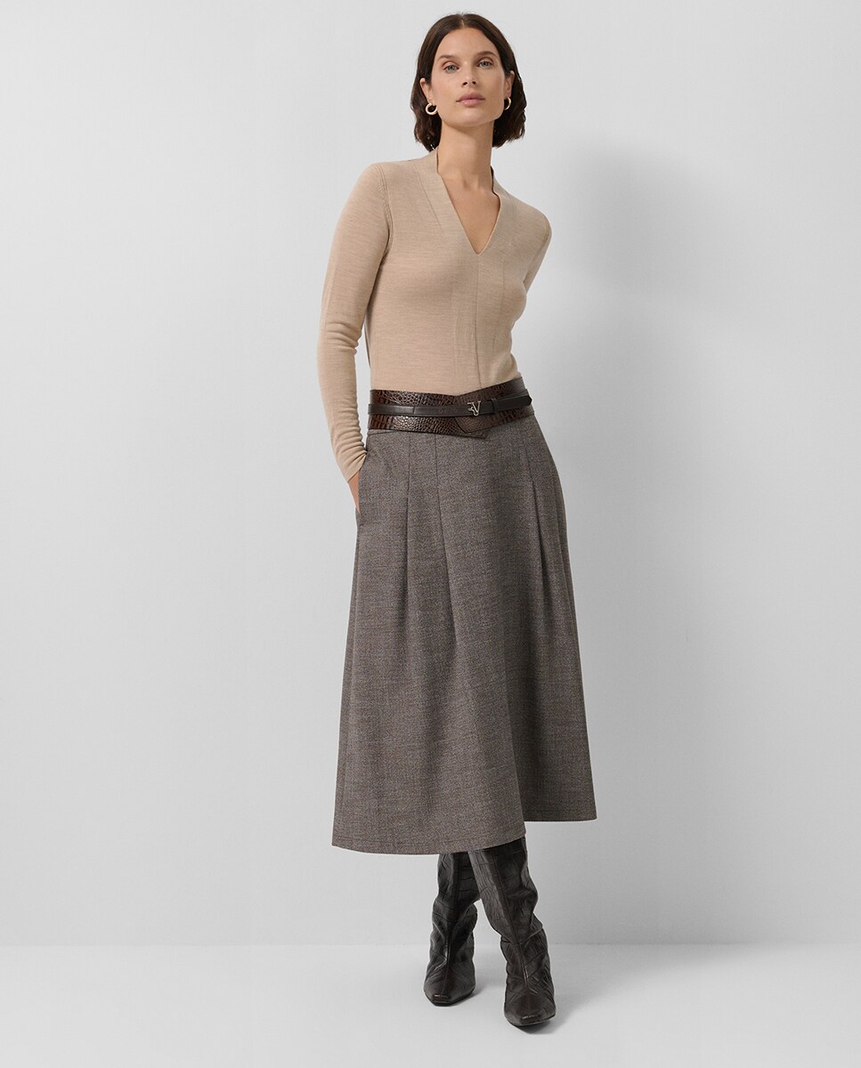 Falda midi pliegues · Roberto Verino · El Corte Inglés