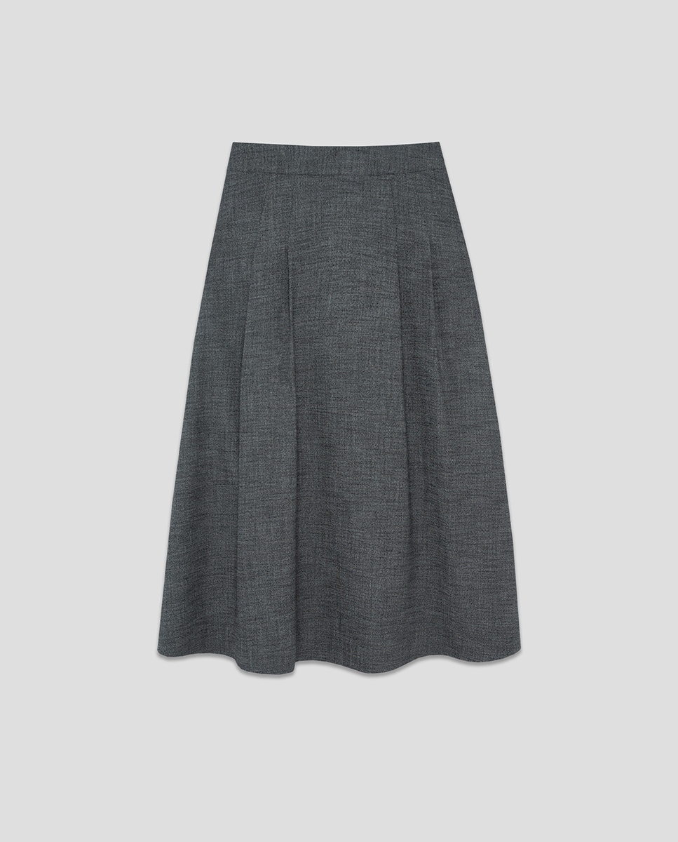 Saia Midi com Pregas Cinzento-escuro-6