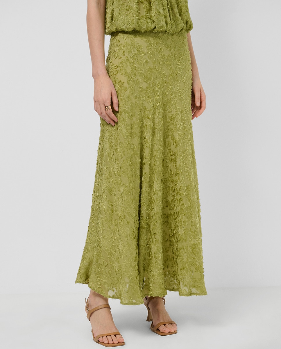 Saia Midi em Fill Coupé Verde-claro-2
