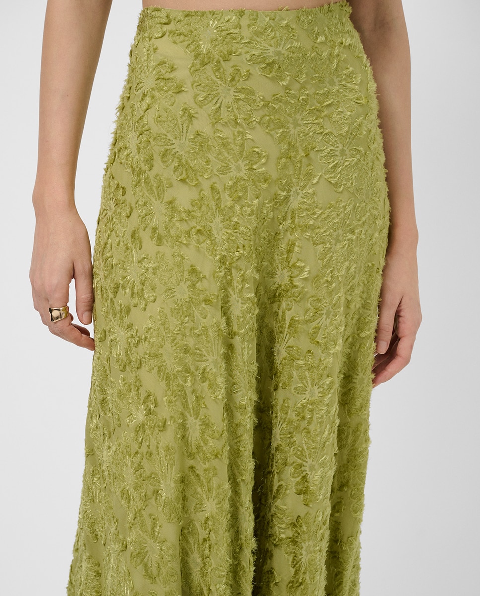 Saia Midi em Fill Coupé Verde-claro-3