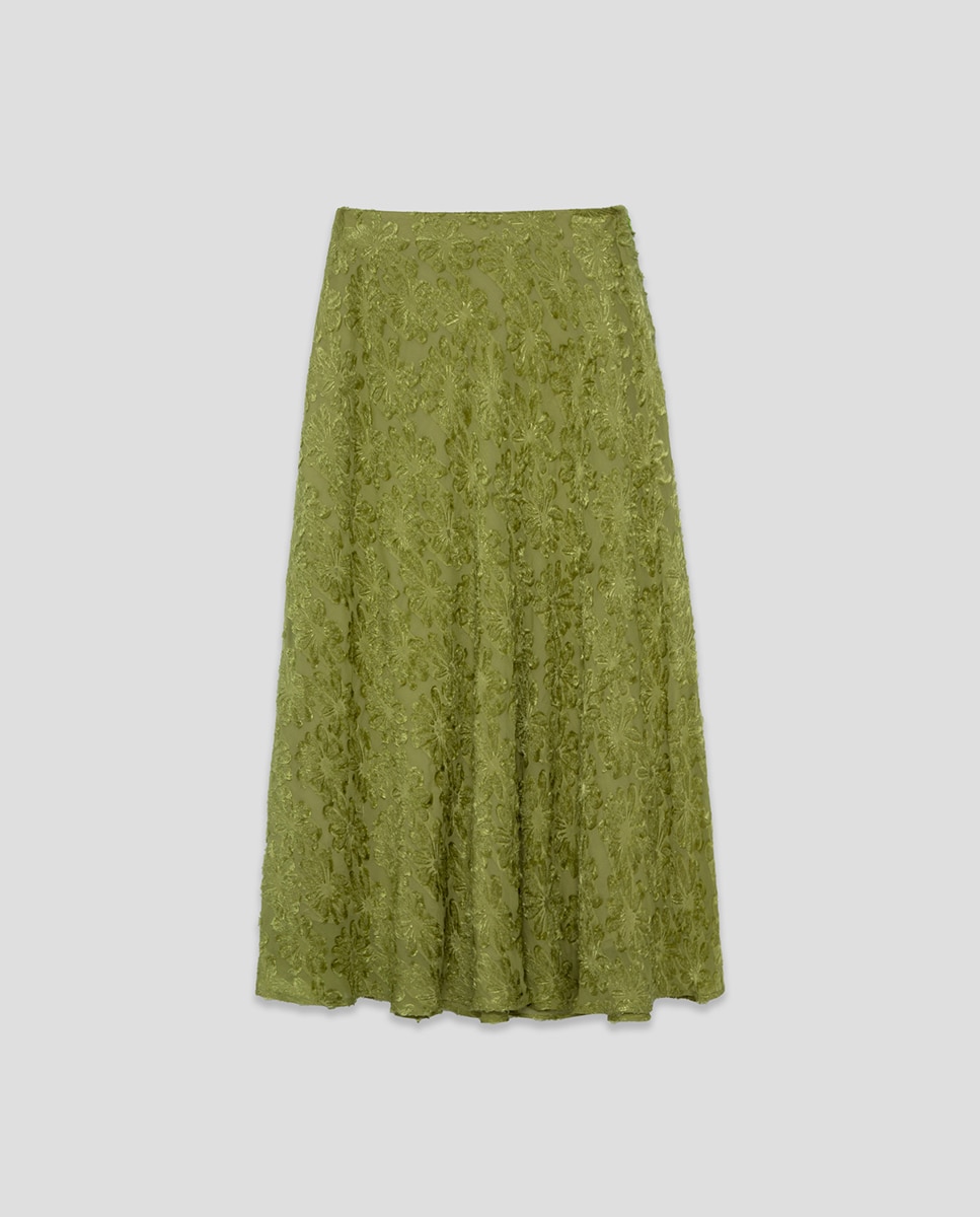 Saia Midi em Fill Coupé Verde-claro-6