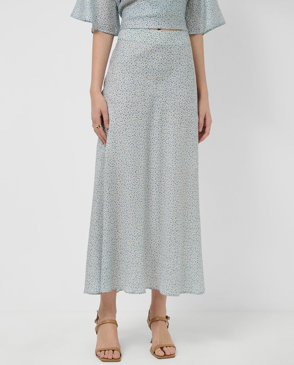 Imagem 0 de Saia Midi com Aberturas em Crepe Estampado