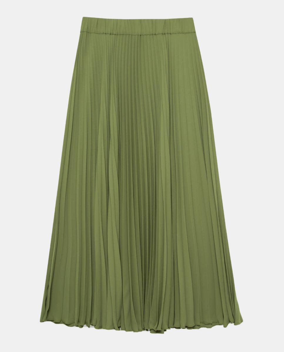 Saia midi plissada Verde-claro-5
