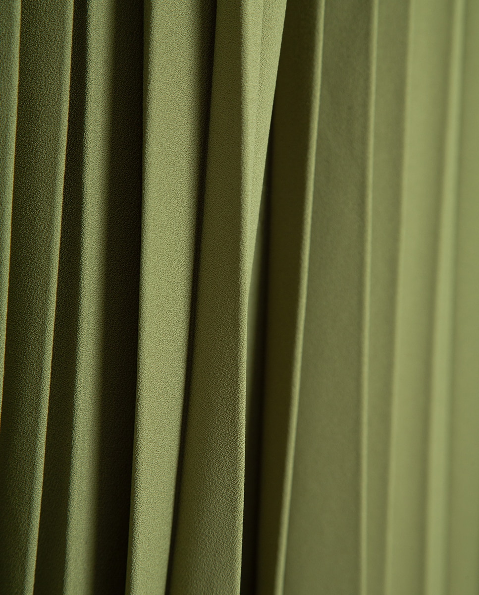 Saia midi plissada Verde-claro-6