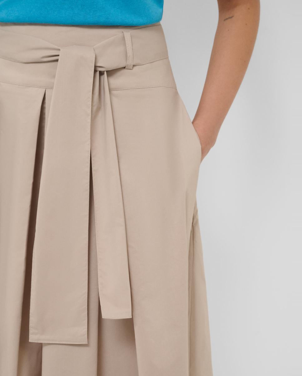 Saia Midi com Pregas Castanho-claro-3