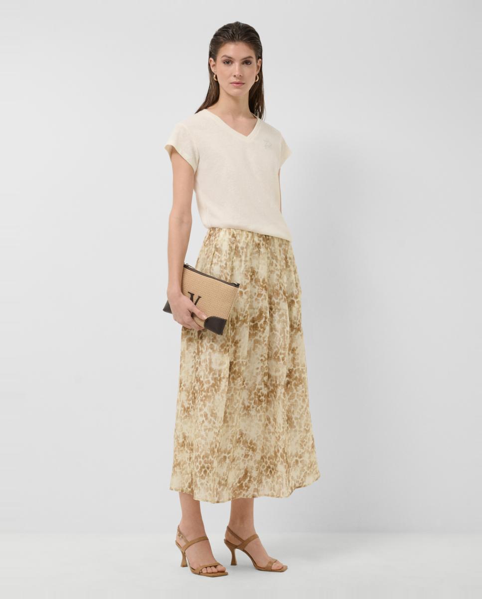Imagem 0 de Saia Midi de Crepe com Estampado