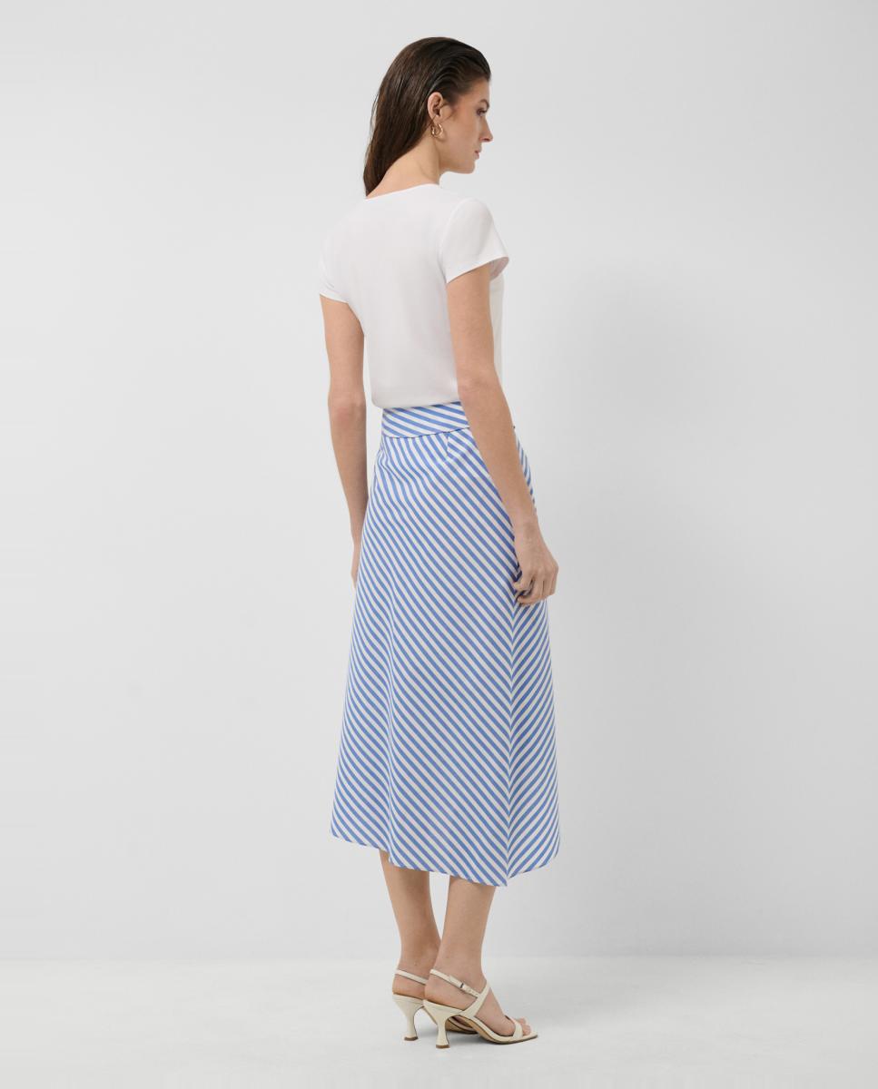 Saia Midi Atada às Riscas Azul-índigo-4