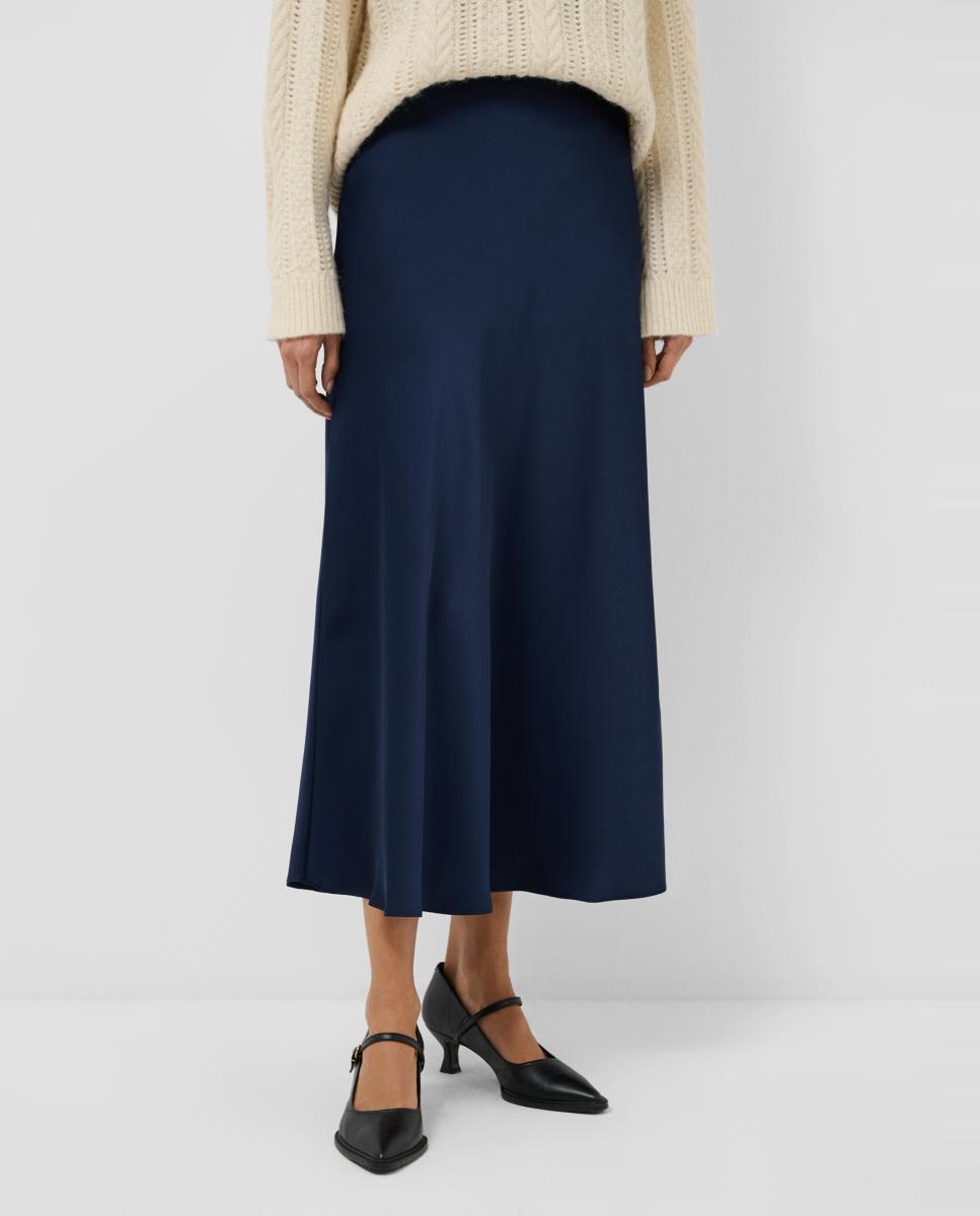 Imagen 0 de Falda midi con ligero evasé Azul marino