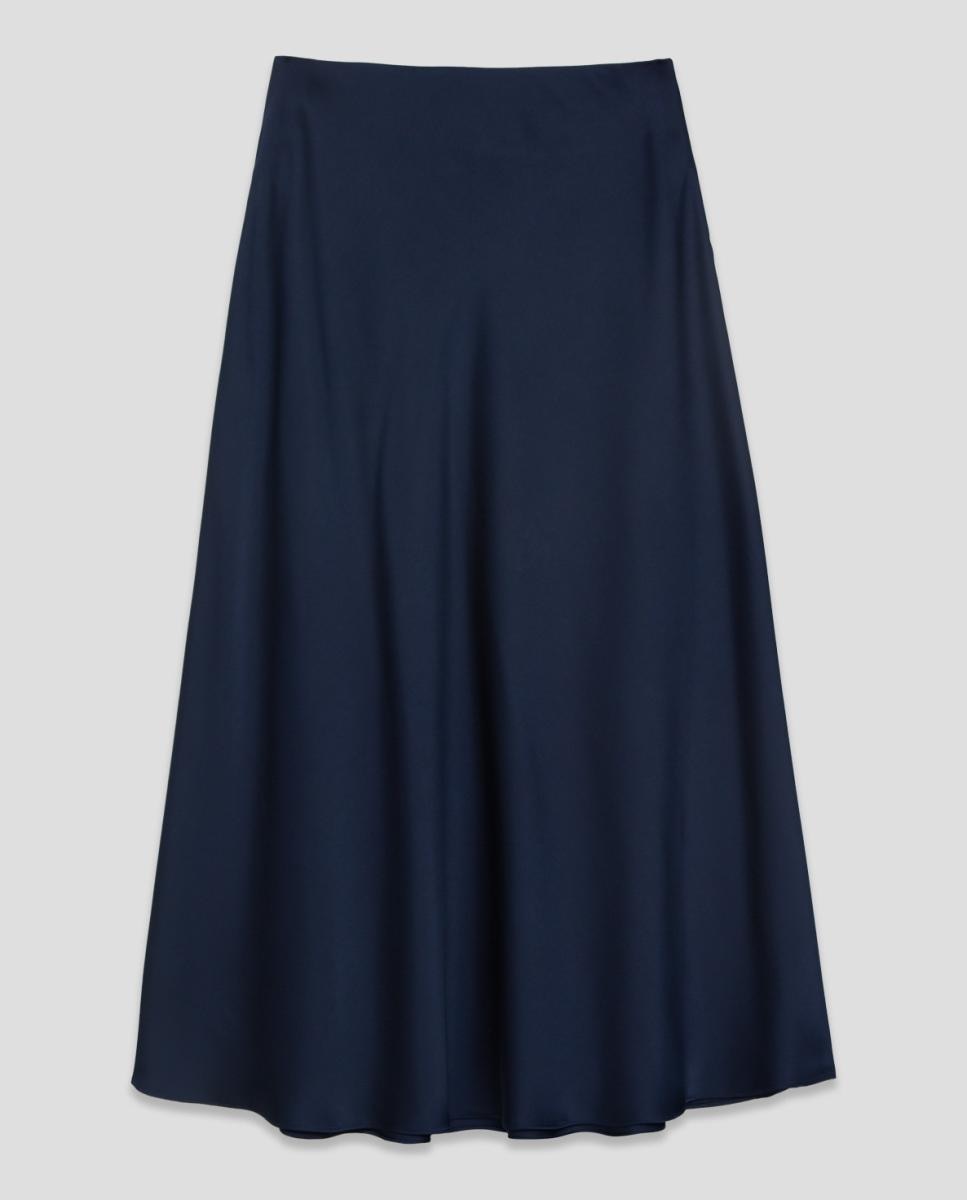 Falda midi con ligero evasé - Roberto Verino - Azul marino Azul marino-4