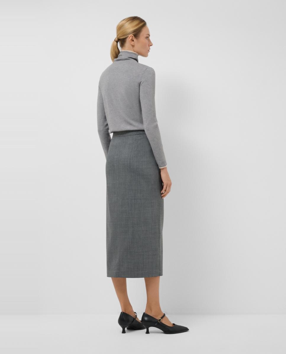 Falda midi de corte lápiz cuadro - Roberto Verino - Gris Gris-4