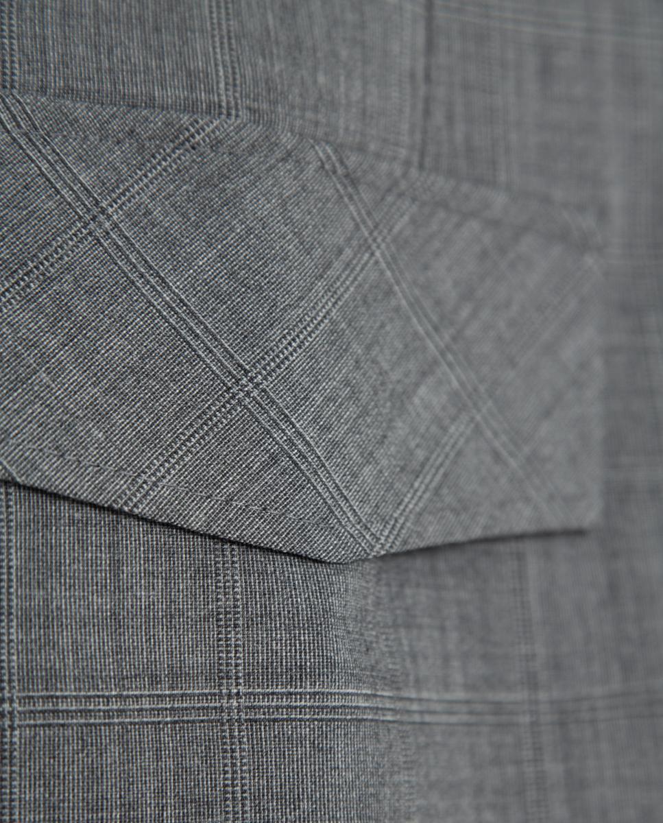 Falda midi de corte lápiz cuadro - Roberto Verino - Gris Gris-6