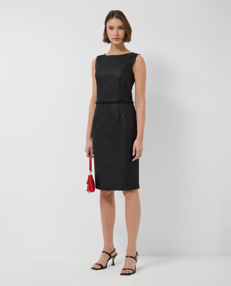 Vestido sem Mangas com Trama Preto-1