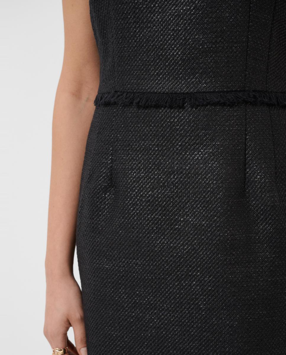 Vestido sem Mangas com Trama Preto-2