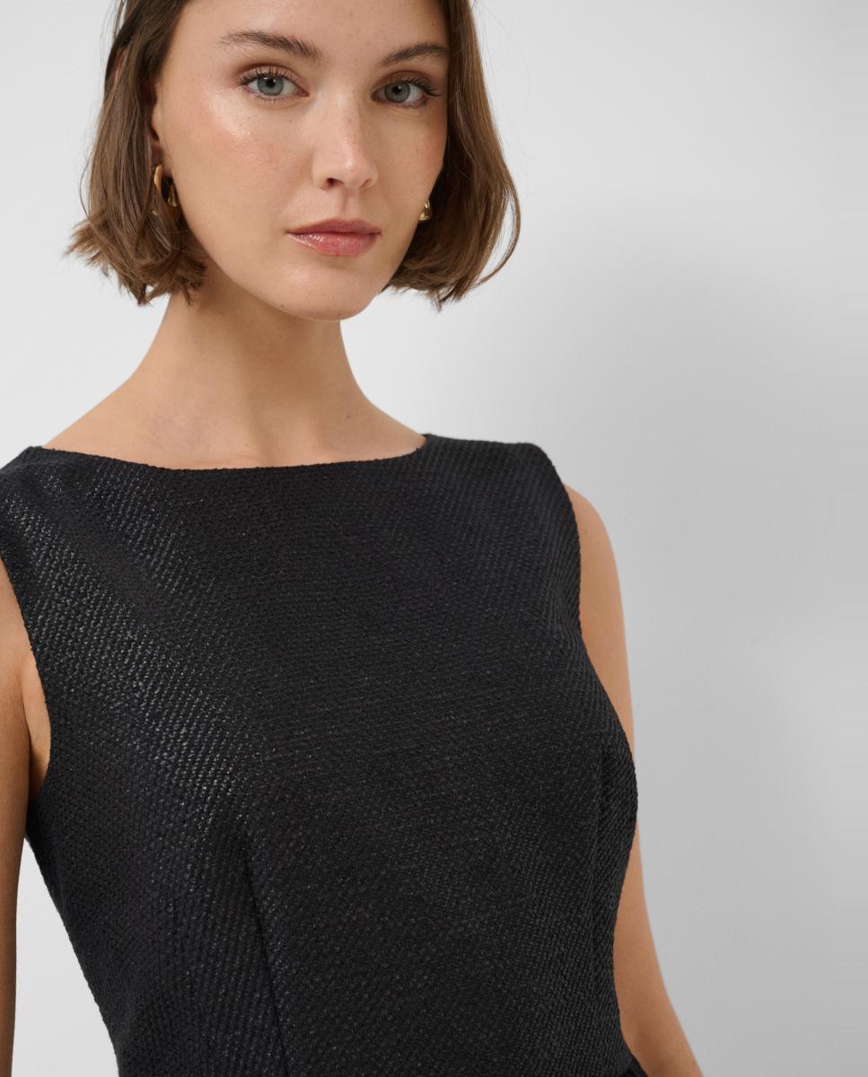 Vestido sem Mangas com Trama Preto-3