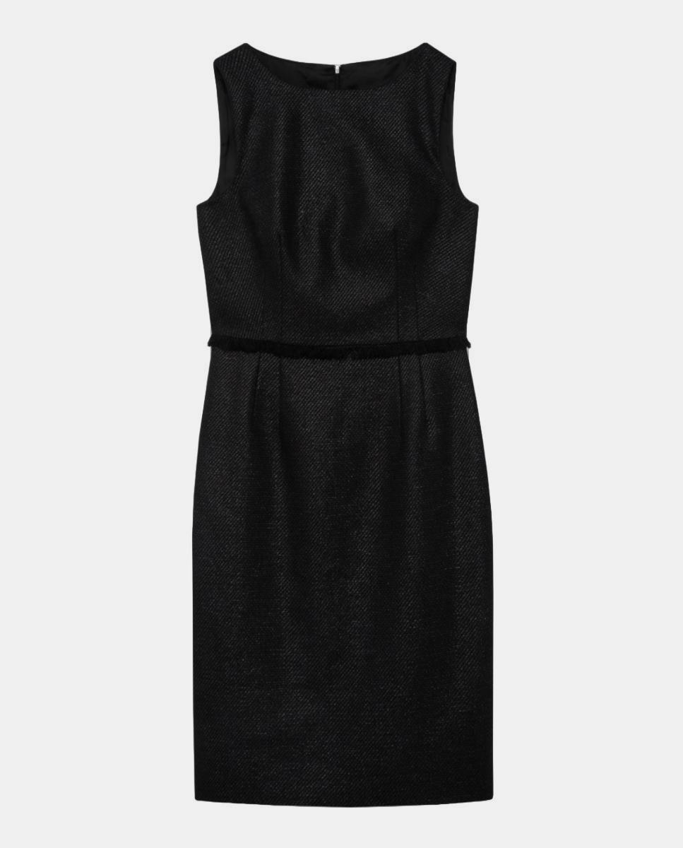 Vestido sem Mangas com Trama Preto-5