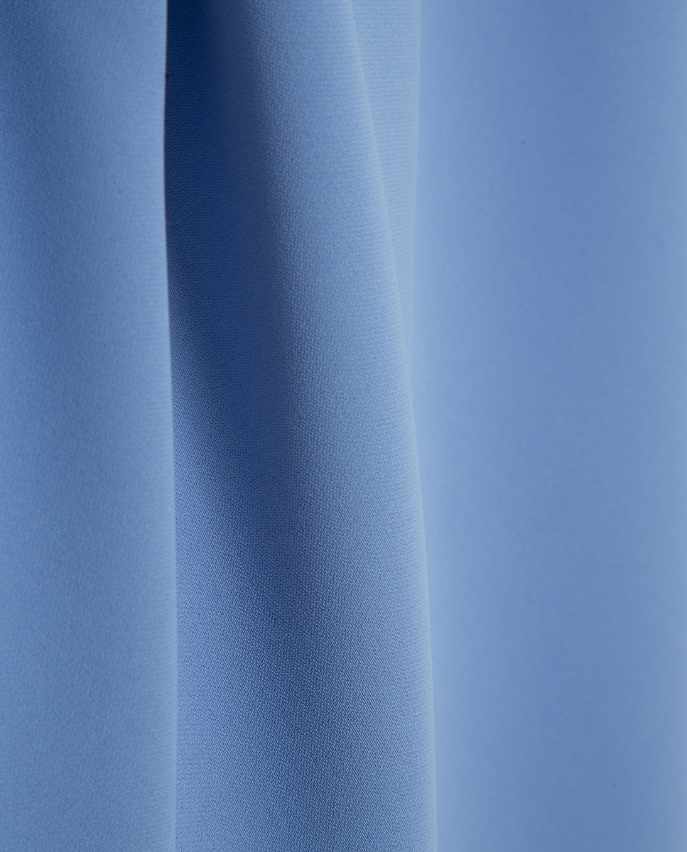 Vestido de Manga Cava em Crepe Azul-claro-6