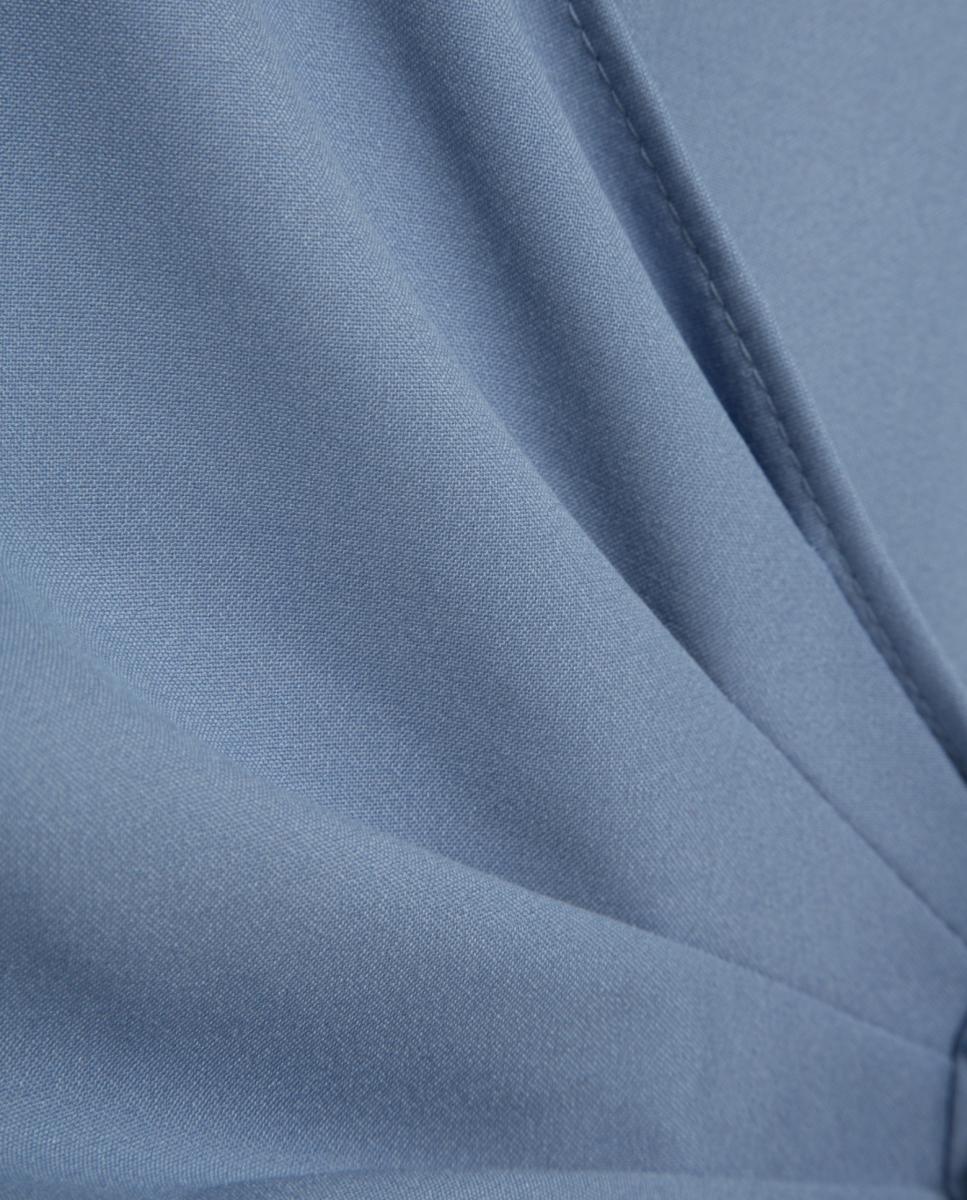 Vestido Midi Cruzado sem Mangas Azul-6