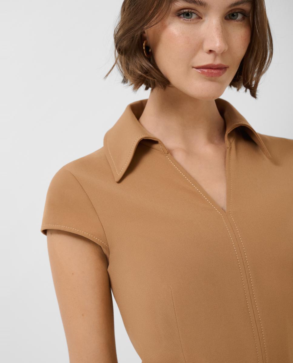 Vestido sem mangas e com decote em bico Castanho-claro-3