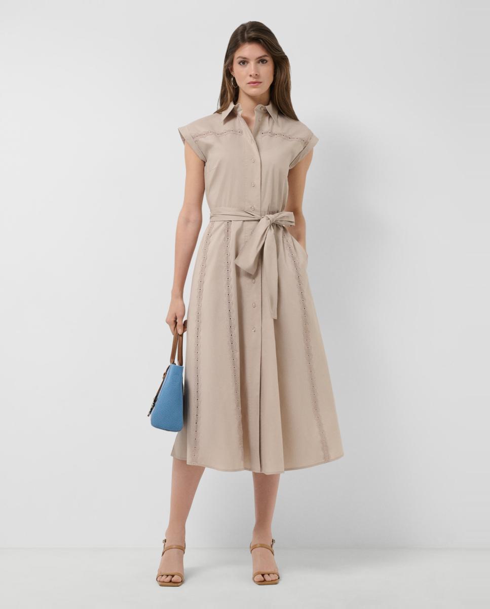Roberto Verino - Vestido midi camisero con tiras de encaje.