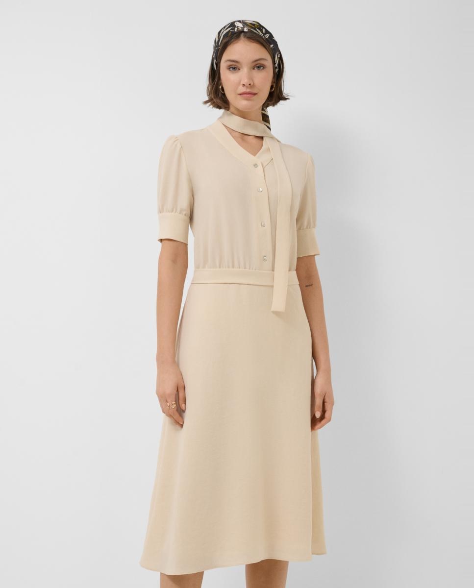 Vestido Midi com Manga 3/4 Cru-2