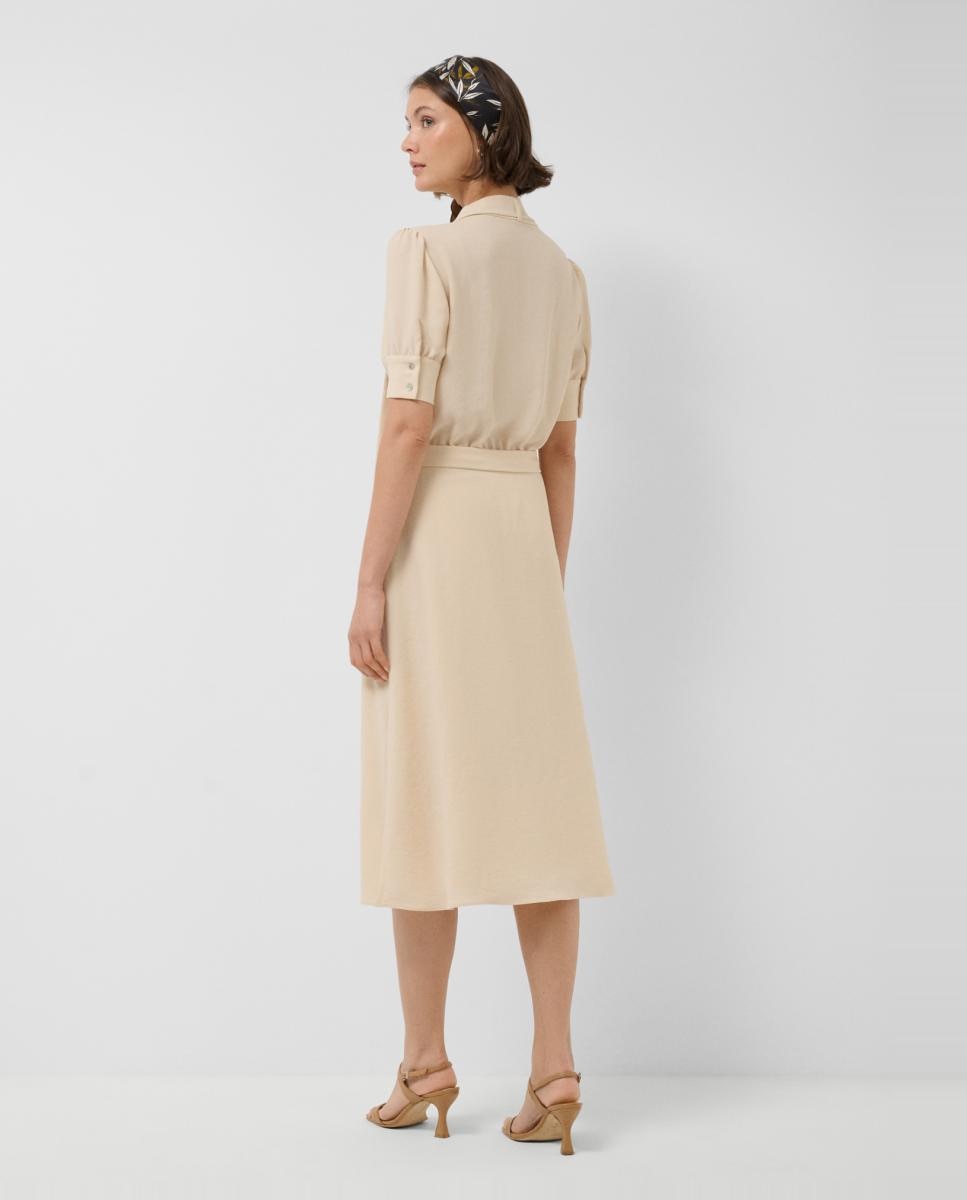 Vestido Midi com Manga 3/4 Cru-4